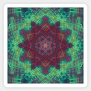 Weave Mandala Green Blue and Red Sticker